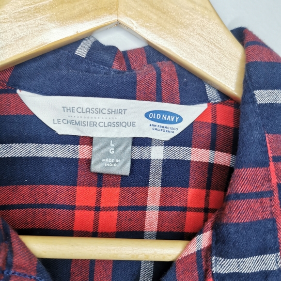 OLD NAVY Blue & Red Plaid Long Sleeve Button Down Shirt - Picture 2 of 4